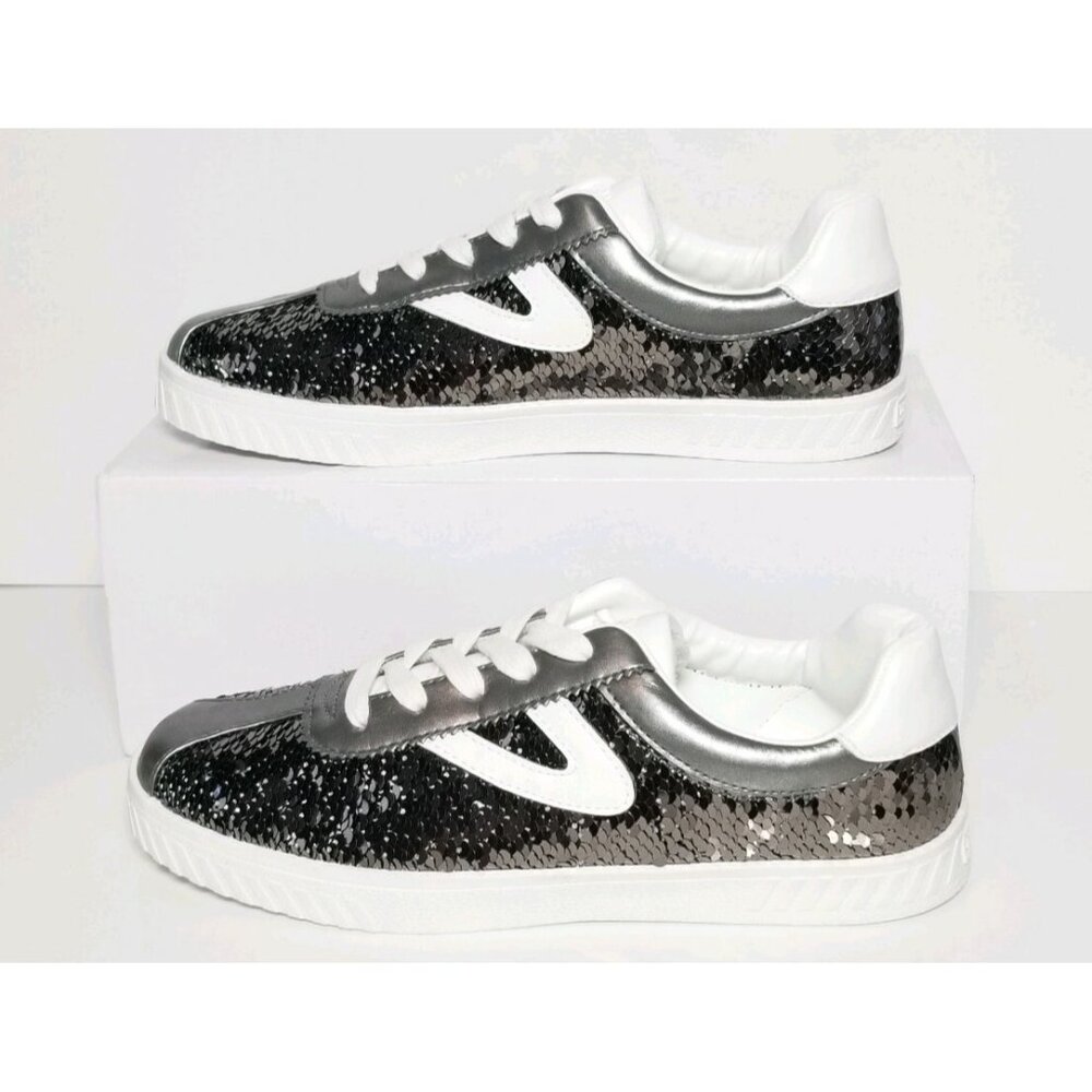 TRETORN CAMDEN SEQUIN CHILD SIZE 13 & 5   WHITE / GRAPHITE NEW / BOX